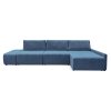 Угловой диван max Оникс с пуфом Темно голубой велюр