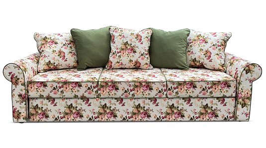 Диван прямой Арвика  Зеленый / Цветы