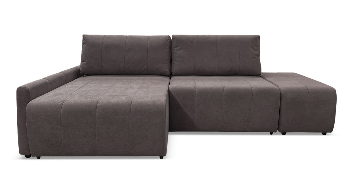 Угловой диван Оникс пуфом  Коричневый велюр