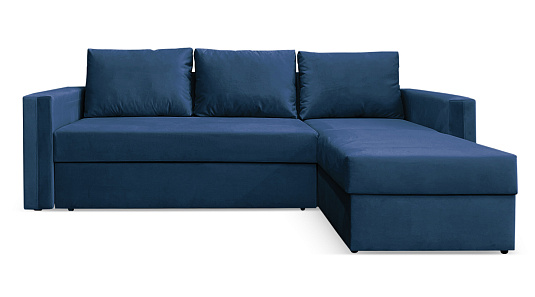 Угловой диван Лунден Синий велюр