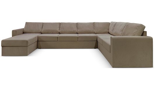 П-образный диван Дания Бежево-серый велюр