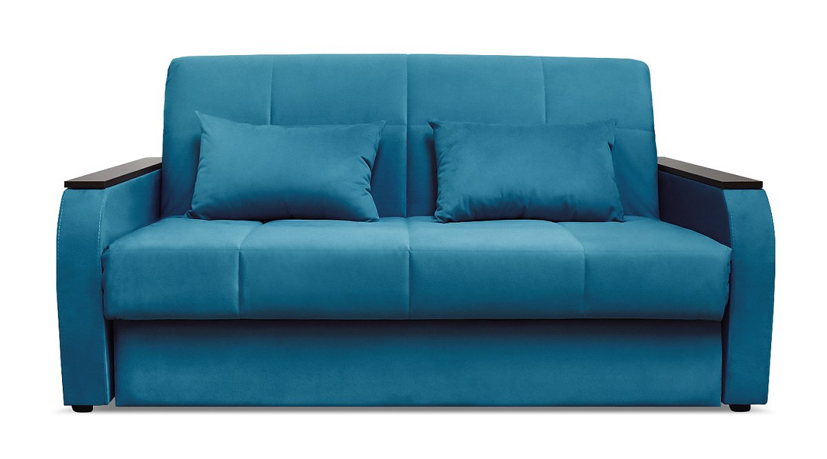 Прямой диван аккордеон Креско М Синий велюр