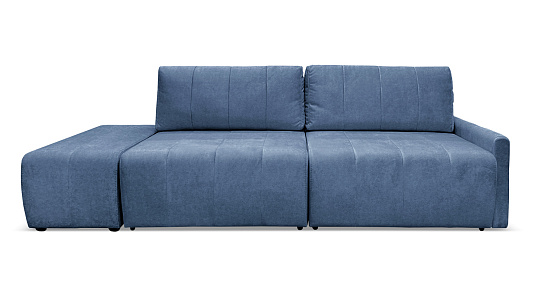 Прямой диван Оникс с пуфом Синий велюр