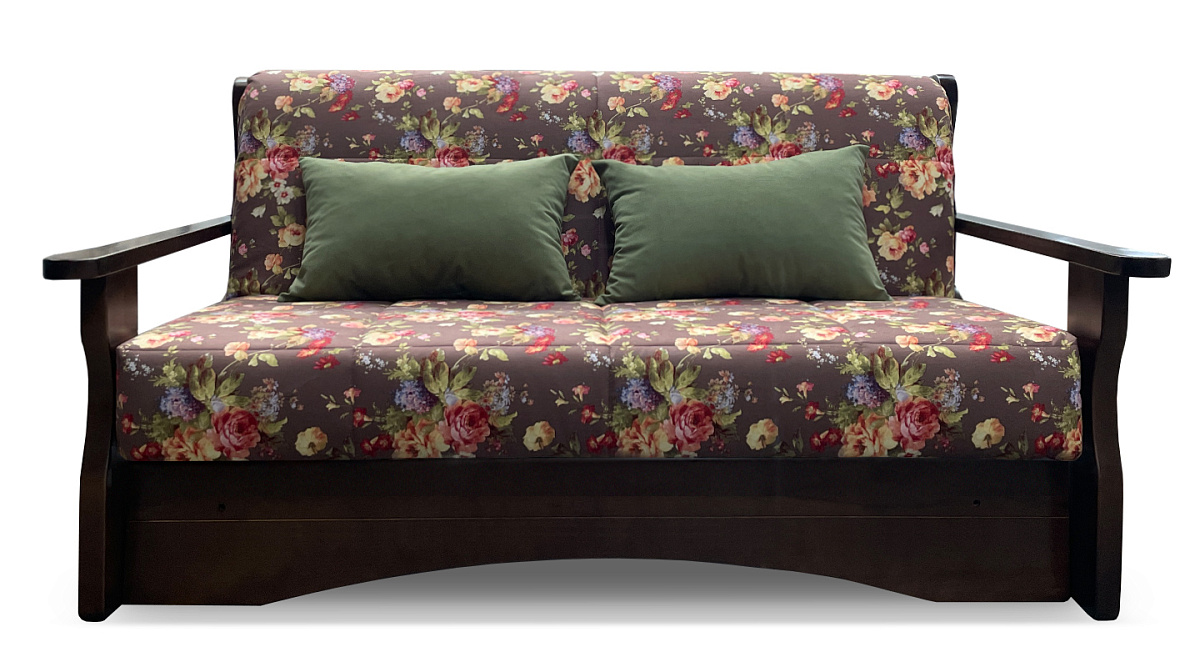 Прямой диван аккордеон Креско  Д  Велюр  Шоколадный/цветы