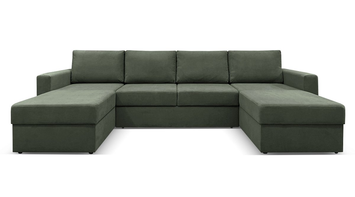 П-образный диван Карлстад Зеленый Велюр 