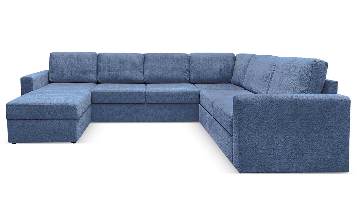 П-образный диван Стаббен Синий  букле