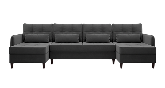 П-образный диван Ультра Темно серый велюр